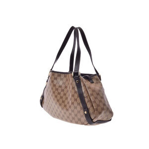Gucci Abbey shoulder trim GG Canvas bag leather brown
